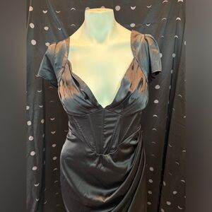 Black Satin Corset Dress NWT